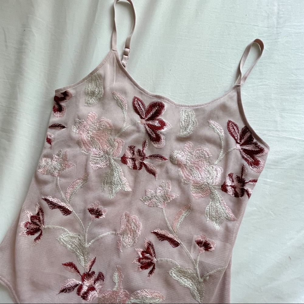 Express Baby Pink Floral Sheer Bodysuit